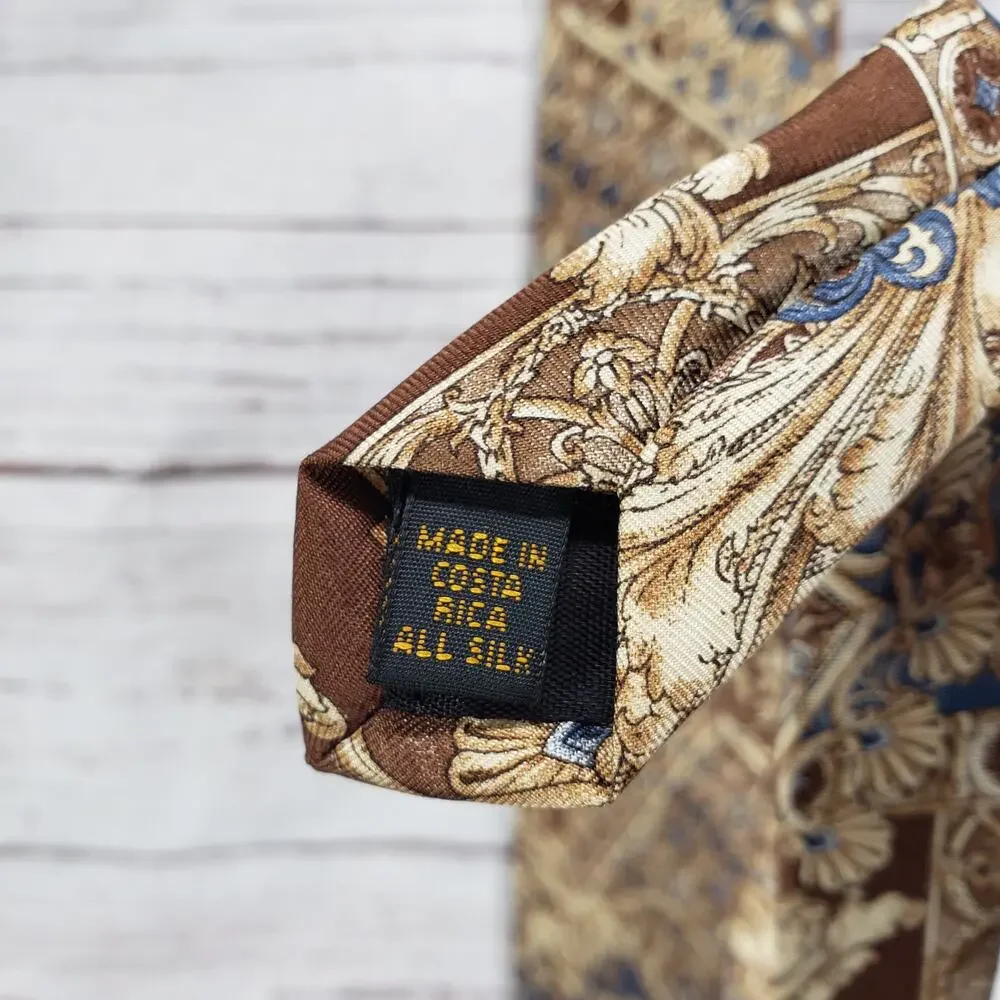 Bill Blass Men's All Silk Brown Blue Paisley Tie